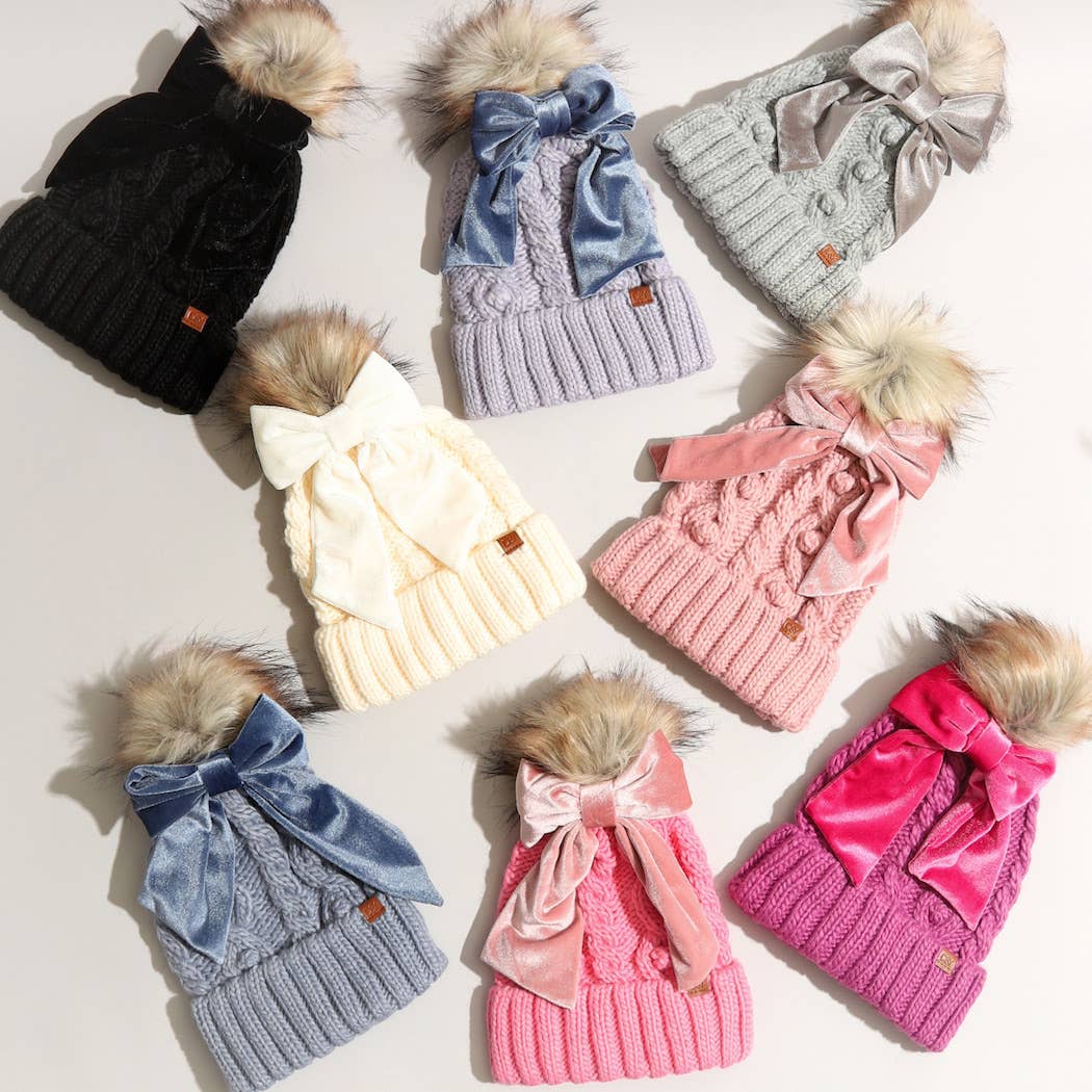 Knitted Bow Beanie w/ bow