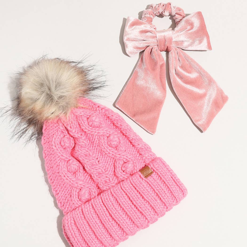 Knitted Bow Beanie w/ bow