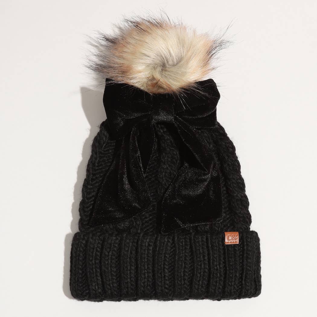 Knitted Bow Beanie w/ bow