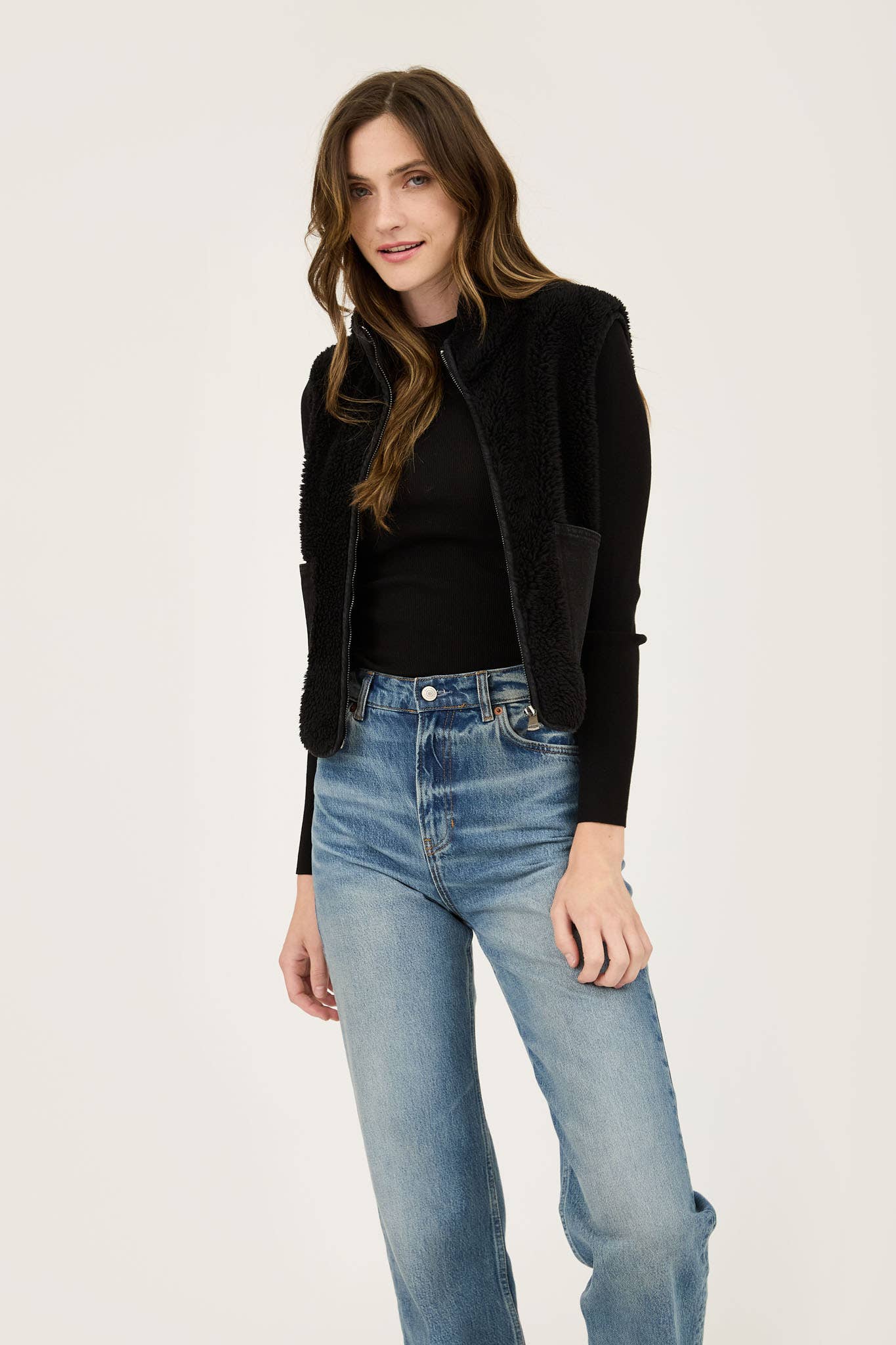 Fleece Zip Up Vest | BLACK
