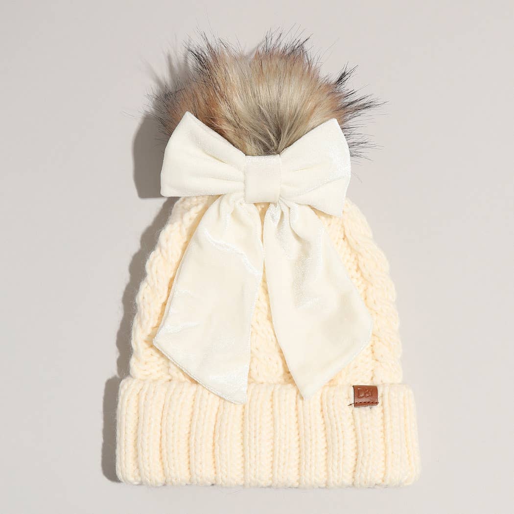 Knitted Bow Beanie w/ bow