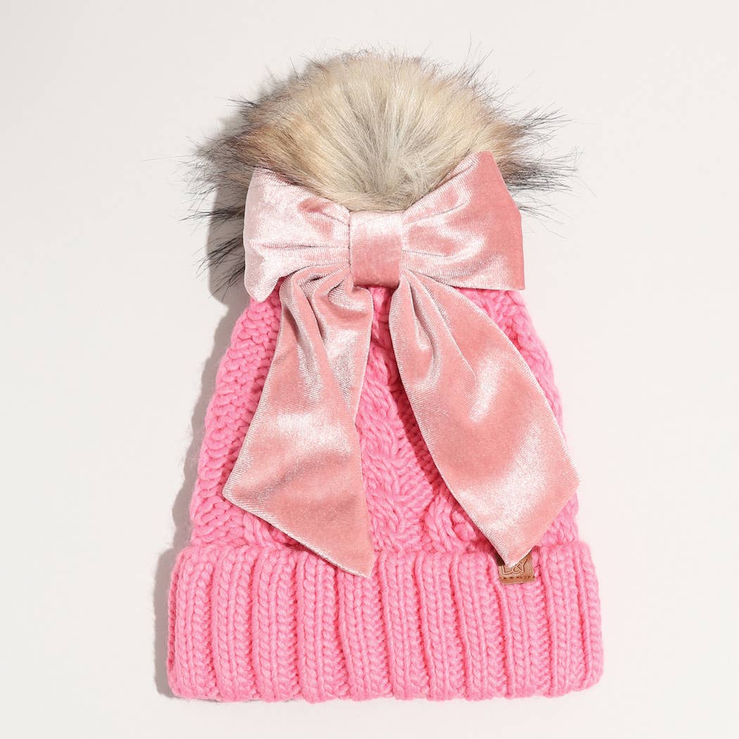 Knitted Bow Beanie w/ bow