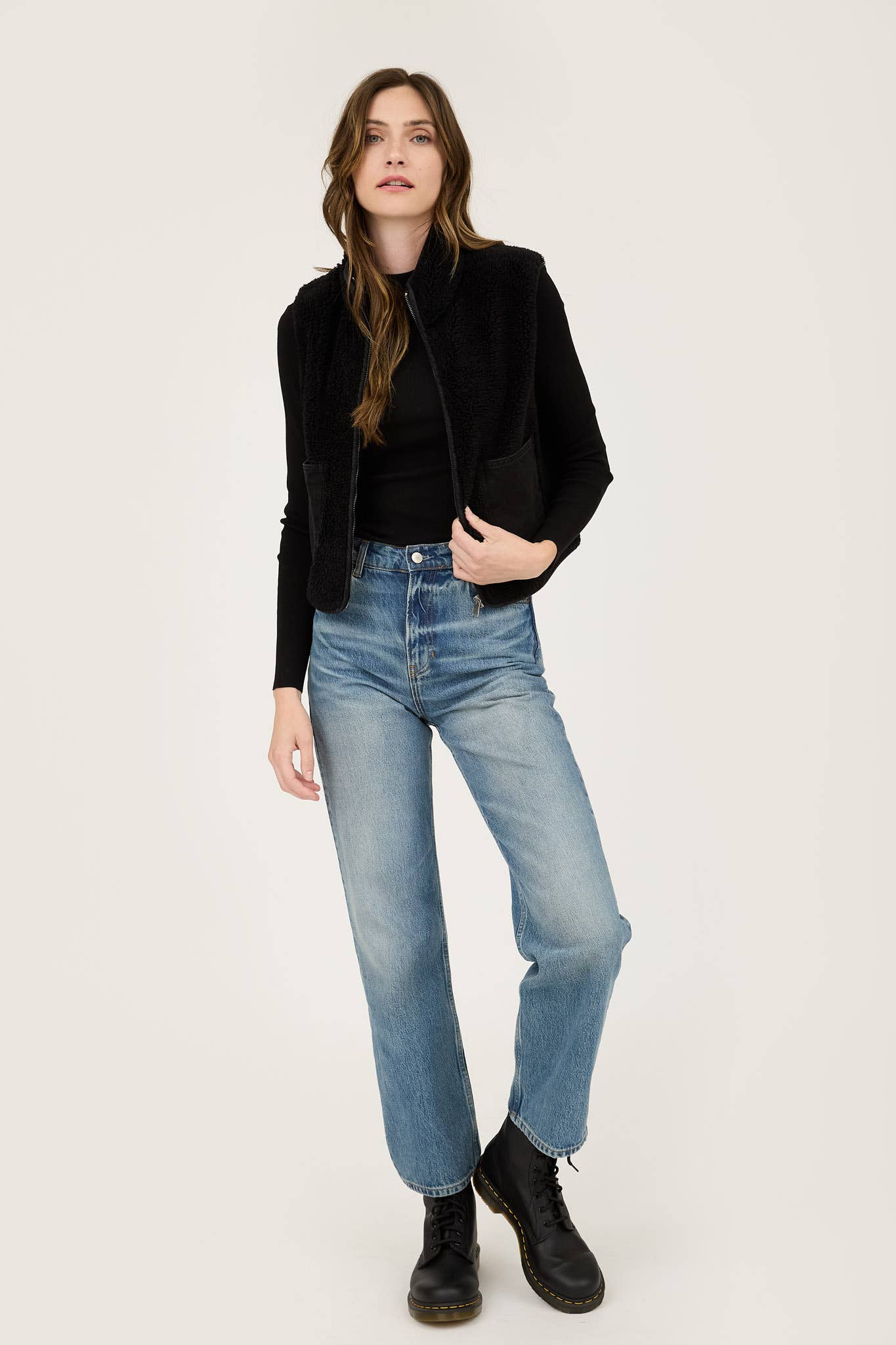 Fleece Zip Up Vest | BLACK