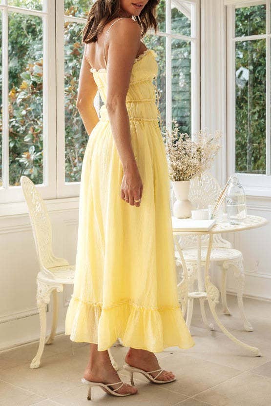 Yellow Bow Tie Maxi Sun Dress