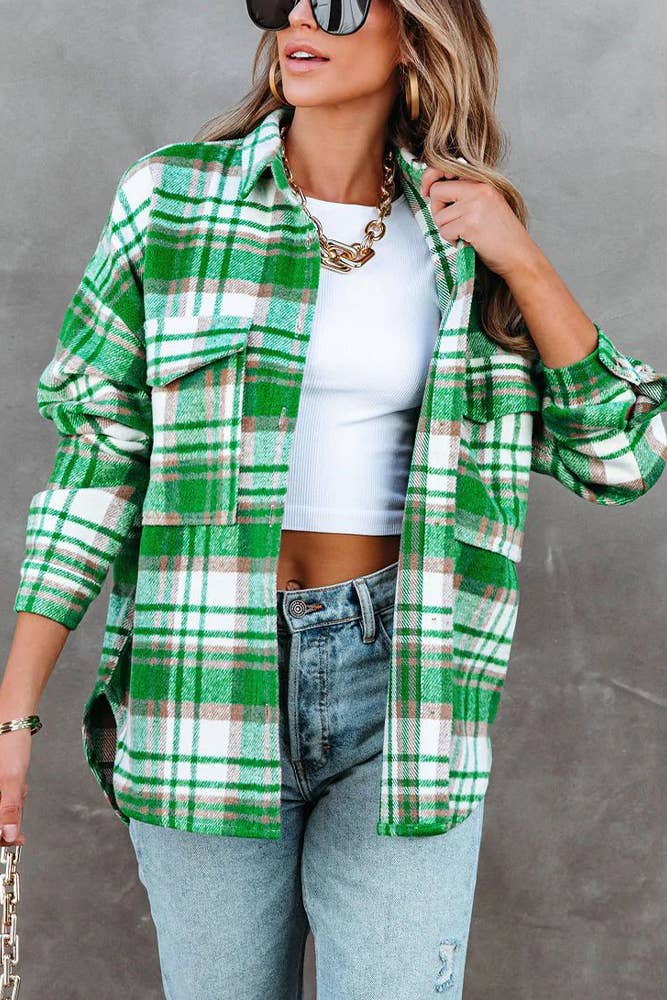 Green Plaid Shacket