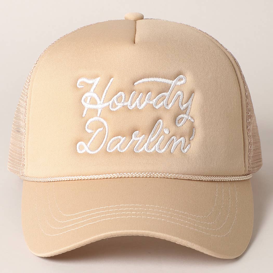 Howdy Darlin' Embroidered Trucker Hat | Neutral