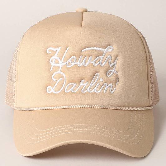 Howdy Darlin' Embroidered Trucker Hat | Neutral