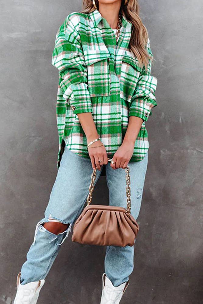 Green Plaid Shacket