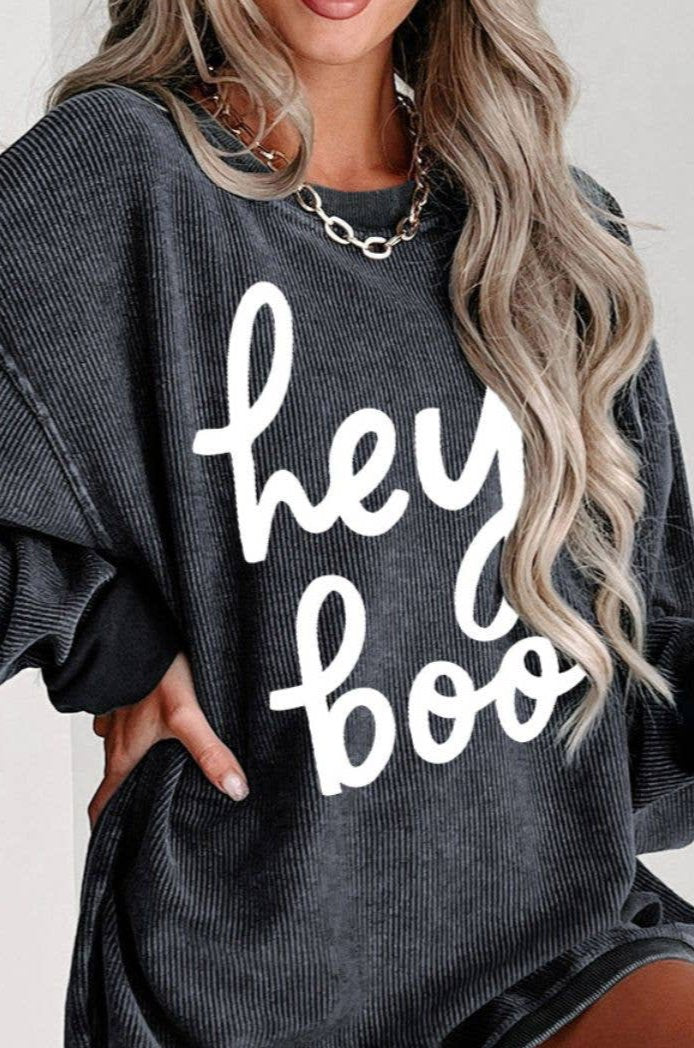 Hey Boo Corded Sweatshirt