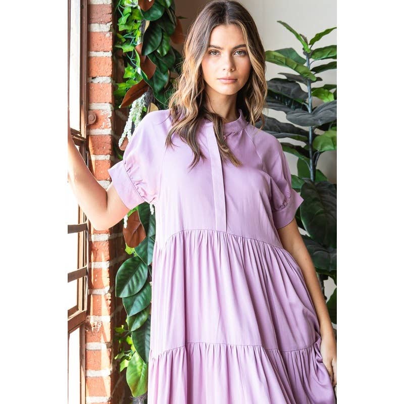 Lilac Collar Tiered Dress