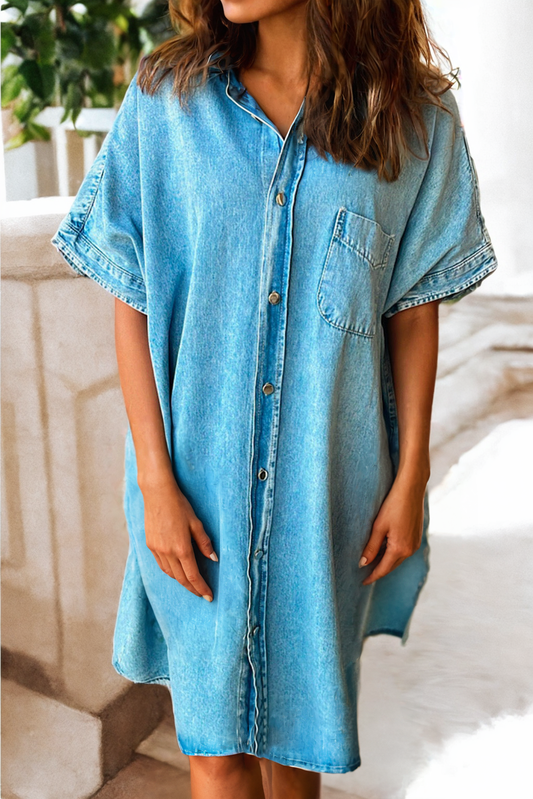 Short Sleeve Chambray Dress