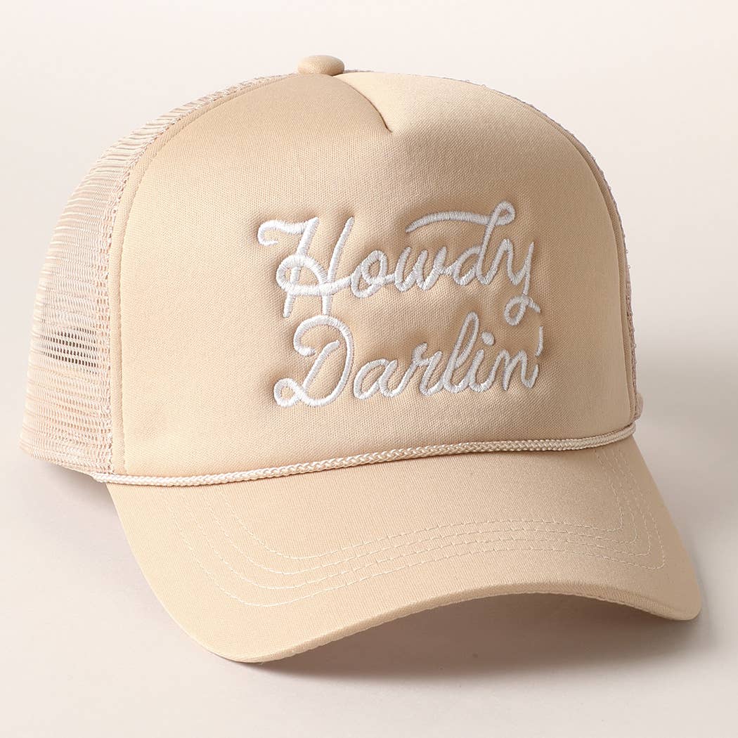 Howdy Darlin' Embroidered Trucker Hat | Neutral