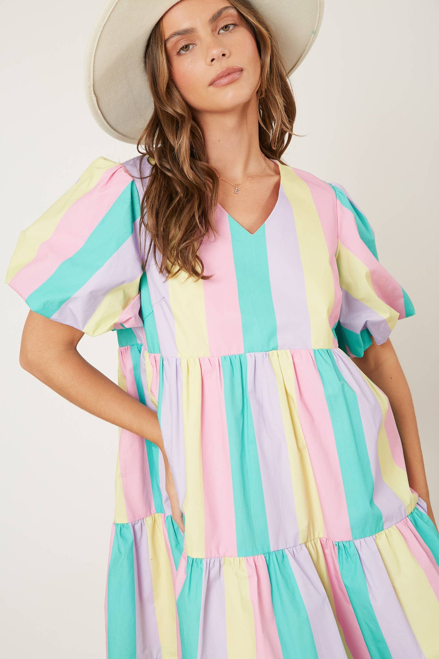 Pastel Stripe Mini Dress