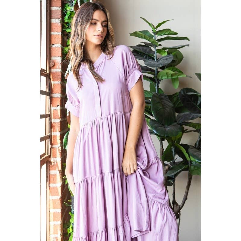 Lilac Collar Tiered Dress