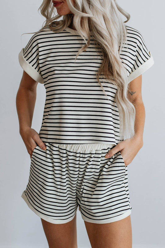 Modern Striped Tee and Shorts Set