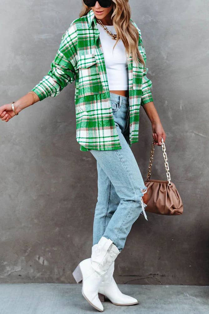 Green Plaid Shacket