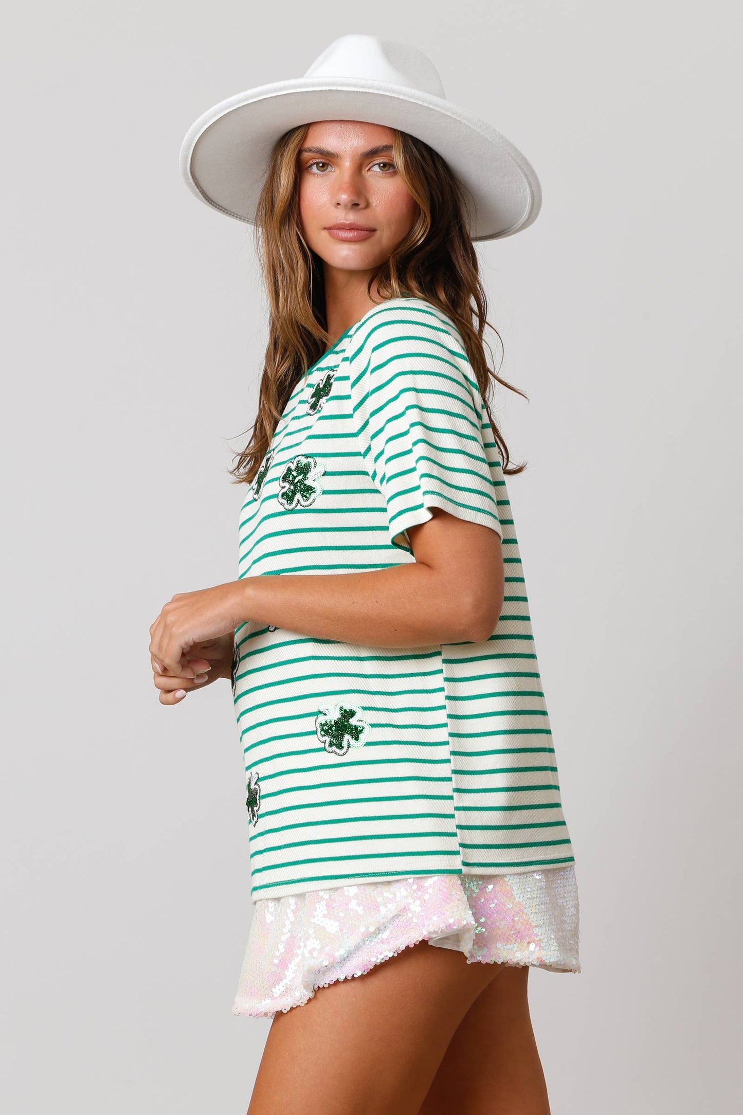 Sequin Striped Clover Top