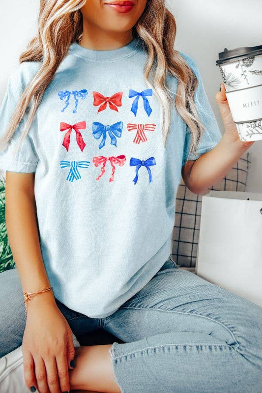 RWB Bow Graphic Tee | Baby Blue