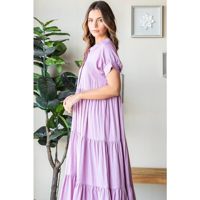 Lilac Collar Tiered Dress