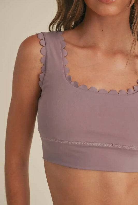 Scallop Edge V-Back Bra Top | Mauve