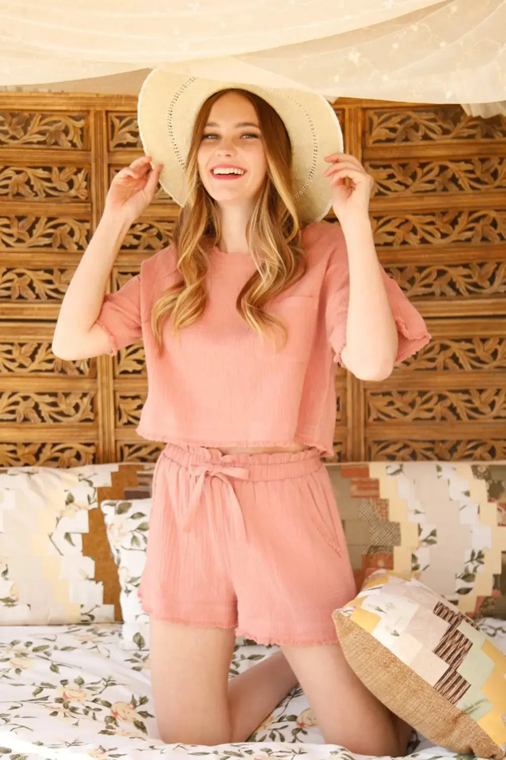 Blush Matching Top/Short Fringe Set