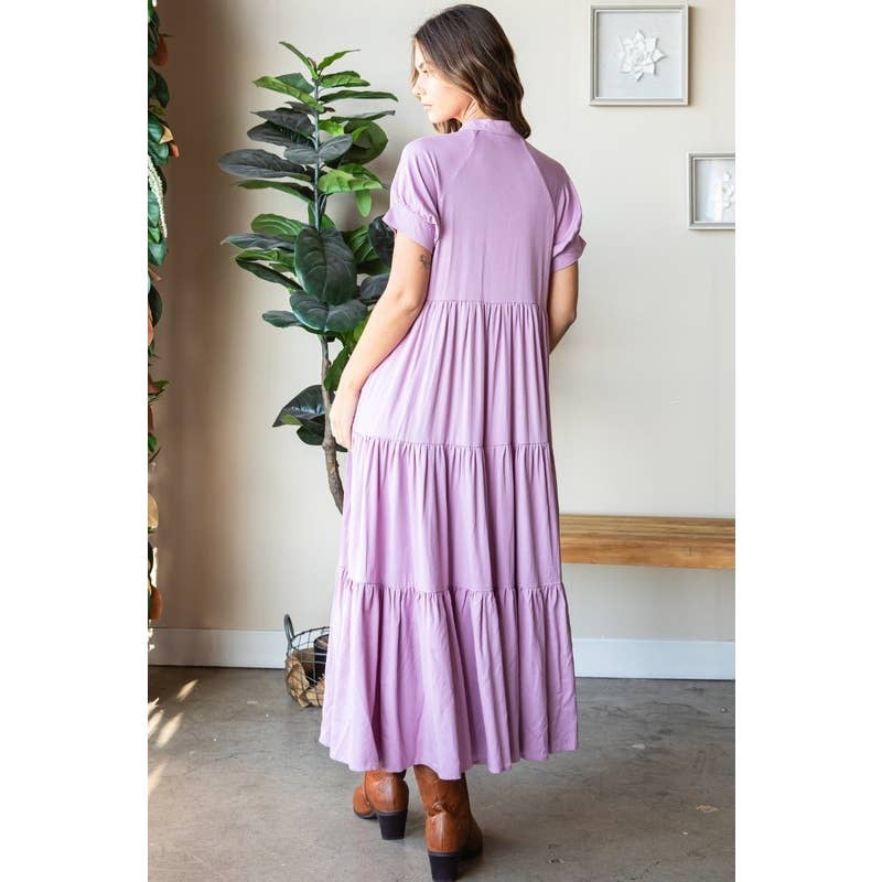 Lilac Collar Tiered Dress