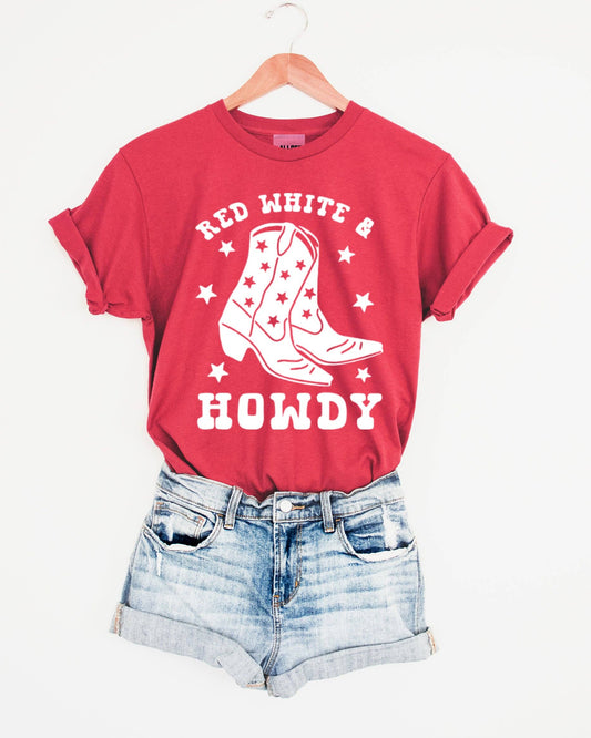 Red White and Howdy Western Graphic Tee