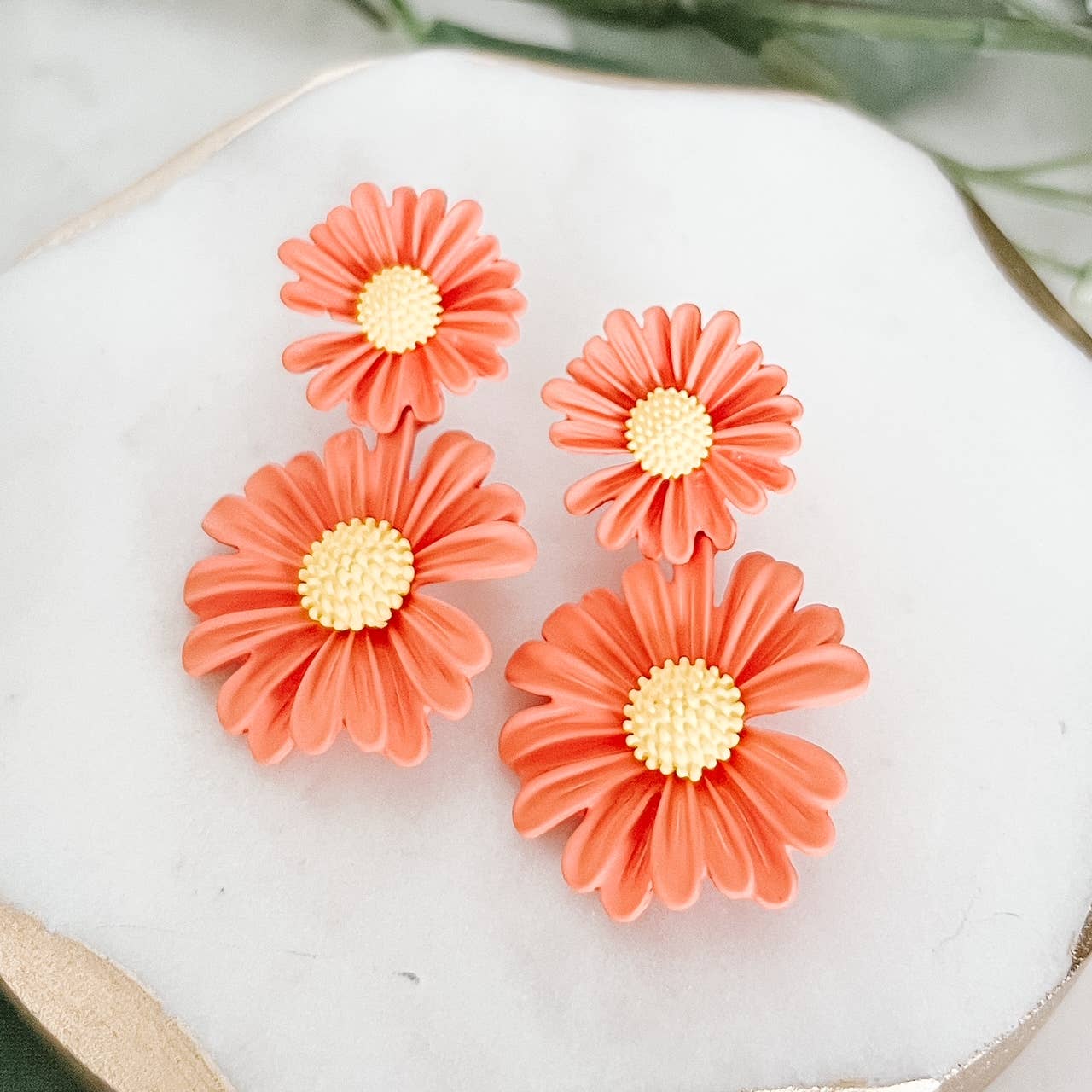 Orange Multi Flower Statement Earring