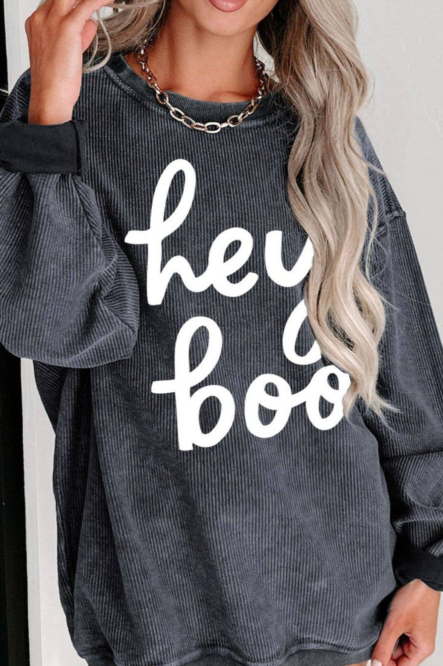 Hey Boo Corded Sweatshirt