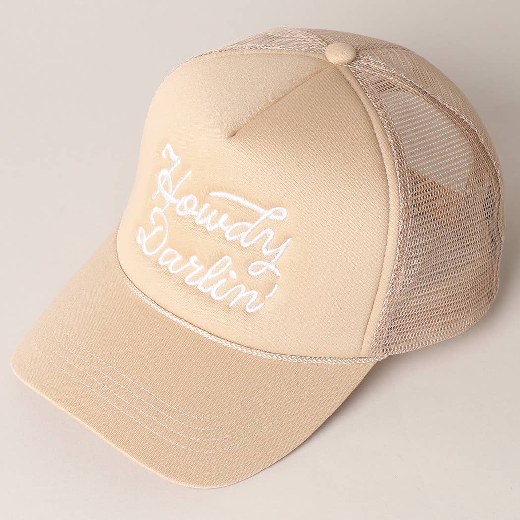 Howdy Darlin' Embroidered Trucker Hat | Neutral