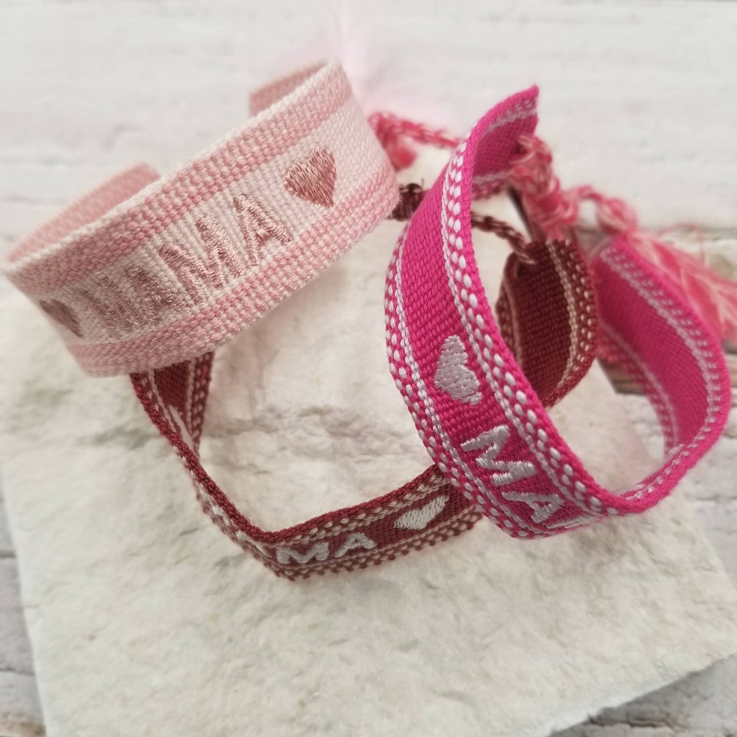 MAMA Embroidered Tassel Bracelet