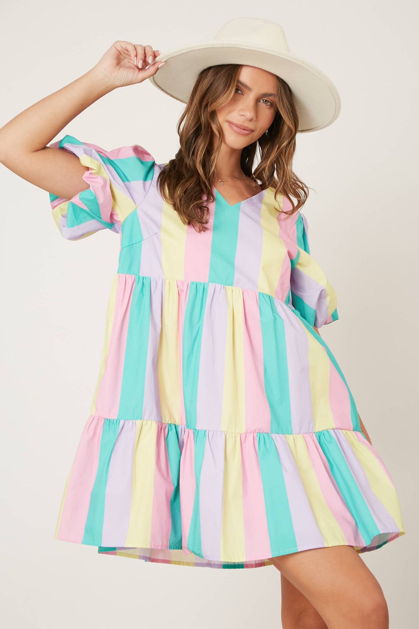 Pastel Stripe Mini Dress