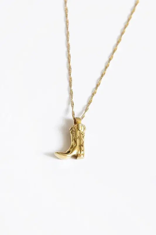 Cowboy Boot Gold Necklace Pendant | 18K Gold Plated